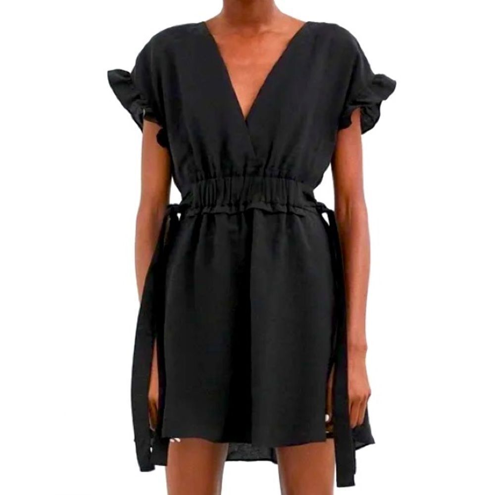 Zara mini side tie ruffle dress